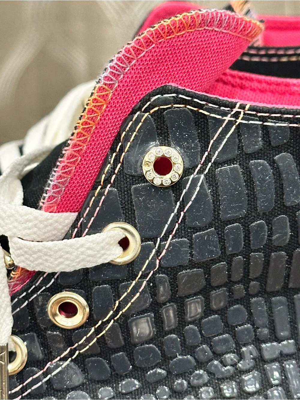 Converse All Star Lift Women’s Leather High Top Sneakers - Black Pink Size 7.5 - Picture 4 of 12